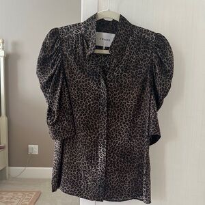 Frame Silk Gillian Leopard Print Button Down Shirt - Sz Small